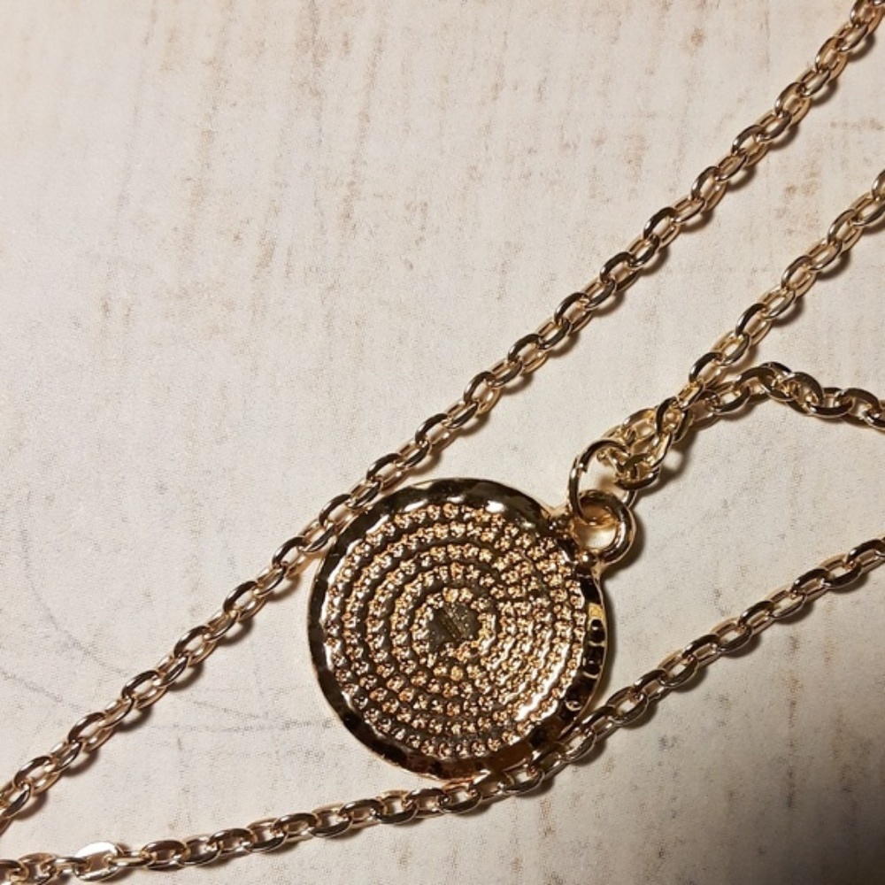 Gold Star Coin Layer Chain Bar Pendent Necklace - Picture 6 of 8